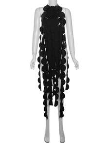 Party Versatile And Sexy Sleeveless Backless Hollow Out Ribbon Long Top - Black - View 2