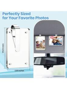 4Pcs Car Photo Holder, Acrylic Personalized Car Picture Holder, Car Visor Clip, Universal Photo Frame For Car, Customizable Car Visor Photo Clip For Family & Personal Photos - 白色 - 查看 10