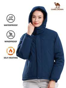 CAMEL CROWN 女士滑雪夹克冬季雪地外套保暖羊毛山地防水女式夹克单板滑雪夹克