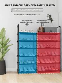 1 pieza Zapatero metálico negro de dos hileras con espacio mejorado, aprox. 40 pulgadas de ancho, apto para adultos y niños, minimalista, resistente al polvo, resistente, moderno, fácil de montar y desmontar, portátil, ideal para salón, dormitorio, recibidor, oficina, almacenamiento en casa, almacenamiento multicapa, regalo para fiestas y niños. - Multicolor - Ver 5