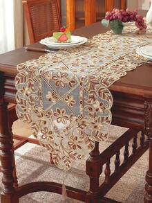 1 tấm lưới thêu ren chạy quanh bàn, thích hợp cho nhà bếp, bàn ăn, tủ, bàn làm việc, bàn cà phê, bàn trang điểm, đồ trang trí, trang trí nhà cửa, miếng lót đĩa, quà tặng, tiệc tùng, trong nhà/ngoài trời, biệt thự, dã ngoại, ngày lễ, tụ họp gia đình, trang trí tiệc tùng & đám cưới, có nhiều kích cỡ khác nhau - Màu Khaki - Xem 16