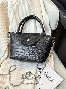 This Stylish Crocodile-Embossed Magnetic Closure Tote Bag Is Unique And Has A Versatile Korean Style. Its Large Capacity Makes It Suitable For Everyday Use. This High-Quality Bag Is Perfect For Teenagers' Shopping, Commuting, And Daily Use, And Also Makes A Great Gift.