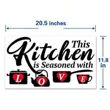 New Pegatinas de pared de cocina citas de amor de familia decoración de Hart rojo con texto en inglés "This Kitchen is Seasoned with Love for Kitchen Wall Stickers para comedor cocina decoración de cocina papel pintado para restaurante y cafetería" - Rojo - Ver 8