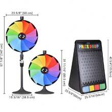 24 Inch Spinning Wheel Dual Use 12 Slots Prize Wheel With 41x25 Prize Drop Game Board W/LED Light For Home Party,31254294 - Vàng - Xem 2