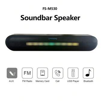 PANDA Barra de sonido inalámbrica Altavoz Bluetooth Sistema de audio envolvente 3D Compatible con USB, radio FM, AUX, tarjeta TF para teatro en casa, uso al aire libre, viajes, altavoces portátiles con graves potentes subwoofers para computadora portátil universal (FS-M530)