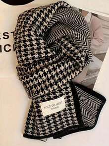 2pcs/1pc Unisex Autumn/Winter Knitted Houndstooth Scarf, Warm & Versatile Neck Warmer, Suitable For Business & Casual Outfits - Multicolor QNG - View 10