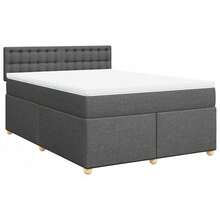vidaXL Boxspringbett mit Matratze, dunkelgrau, 160x200 cm, Stoff