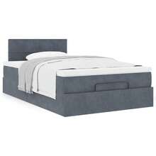 vidaXL Ottomane-Bett Mit Matratze, Dunkelgrau, 120x190 Cm, Samt - Grey - View 4