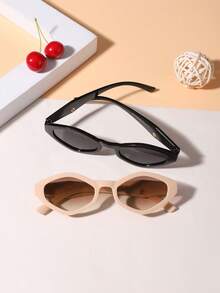 2副青少年（12-16岁）几何钻石框时尚眼镜，适合假日郊游、服装搭配和节日礼物 - 彩色 - 查看 3