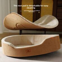 1 pieza Cama para mascotas de peluche gruesa y lavable, cama cerrada cálida para perros/gatos adecuada para perros y gatos pequeños/medianos/grandes - Óxido marrón - Ver 7