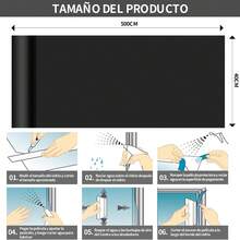 1Piezas-40x500CM Película de Vinilo para Ventanas Privacidad y Bloqueador de Luz Diurna Vinilo Adhesivo Negro para Ventana Window Film Película Térmica para Ventanas Aislante de Calor y Polarizado para Casa - Negro - Ver 5
