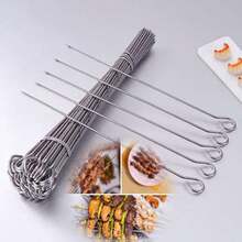 50支不锈钢烤串签，适用于烧烤、鸡尾酒搅拌，可重复使用马提尼酒搅拌棒