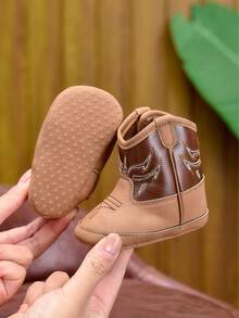 0-1 Year Old Infant Boots, Casual Soft Sole High-Top Side Hook And Loop Infant Shoes, Suitable For Daily Indoor And Outdoor Activities, Autumn/Winter - Brown - View 7