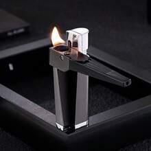 Foldable Lighter Multi-Purpose 2 In 1 Slant Jet Soft Flame Open Lighter Refillable Metal Torch Lighter With Accessories, Heavy-Duty Gift Box For Men Women Camping Kitchen (Without Gas) - Silver - View 8