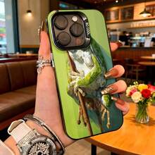 Cubierta de telefono con diseño de rana verde para iPhone 14 Pro Max funda protectora con estampado de rana en silla verde ideal para uso diario y estilo casual - Blanco - Ver 1