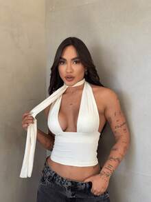 Top Feminino Dib Multiformas Livia Simples Costas nuas Larissa Sem Costas  Feminino - Branco - Visão 3