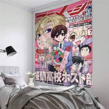 Ouran High School Host Club Anime Tapestry Hippie Flower Wall Carpets Dorm Decor Cheap Wall Hanging For Bedroom Living Room - 彩色 - 查看 1