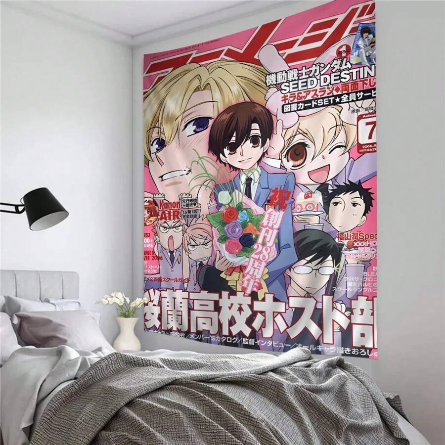 Ouran High School Host Club Anime Tapestry Hippie Flower Wall Carpets Dorm Decor Cheap Wall Hanging For Bedroom Living Room - 彩色 - 查看 1