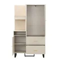 Compact Wardrobes, Hallway Wardrobes, Entryway Furniture, Wall Cabinets, Shelves For Hallways And Entryways, Wardrobes With Upholstered Panels And Shoe Cabinets, (W X H X D): 110 X 186 X 38 Cm - Beige - View 9