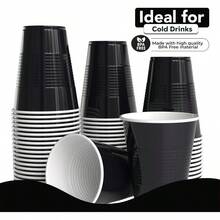 D18 Oz Black Plastic Cups For Party Plies 50 Pack Black Disposable Cups Plastic Disposable Drinkware For Parties Events And Everyday - 黑色 - 查看 4