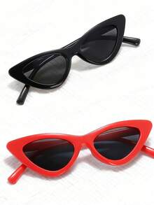 3pcs Children's Glasses For Boys And Girls, Personalized Retro Triangle Cat-Eye Decorative Glasses, Fashionable Baby Street Style Show Glasses - 彩色 - 查看 2