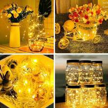 1条装 10/20/30/50/100/200颗LED灯珠 1米/2米/3米/5米/10米/20米铜线串灯，适用于节日装饰、婚礼、派对、礼品、卧室、客厅、家居、花园、单身派对 [不含电池]，斋月装饰灯 - 銅線燈 - 查看 11