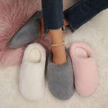 Womens Slippers Cotton Fuzzy Slippers Warm Fuzzy Fluffy Bedroom Slippers Soft Plush Memory Foam Slippers Ladies House Shoes Fall Winter Shoes Indoor House - trắng - Xem 2