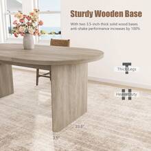 mteryoing 70.8 Inch Oval Dining Table For 6-8 People, Long Large Kitchen Table With Thick Sturdy Wooden Base, Farmhouse Dining Room Table For Kitchen, Living Room, Office - Grey - View 7
