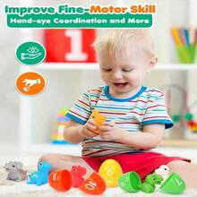 10个恐龙蛋孵化玩具 - 适合18个月以上/3岁以上儿童，增强精细动作技能，是完美的复活节篮子填充物，也是节日/生日/圣诞节/儿童节/新年礼物。 - 彩色 - 查看 9