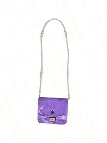 Gucci Purple Square Cosmetic Bag, DIY Pearl Chain Storage Bag, Fashion Shoulder Bag - Purple - View 9