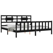 vidaXL Massivholzbett Mit Kopfteil Schwarz 200x200 Cm - nero - Visualizzare 4