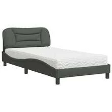 vidaXL Bett Mit Matratze "Hvar" Dunkelgrau 100x200 Cm Stoff - Grey - View 2
