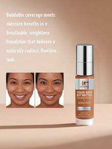 IT Cosmetics Your Skin But Better 粉底液 + 护肤 #Rich Cool 50 色号，30ml/1oz | 全效遮瑕粉底液，兼具护肤功效，打造自然透亮妆效 | 持妆12小时，均匀肤色，遮盖瑕疵 - Rich Cool 50 - 查看 4