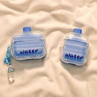 1 pieza Estuche para auriculares a prueba de golpes con diseño creativo y divertido de botella de agua mineral 3D, compatible con auriculares Bluetooth de Apple 1st/2nd/3rd/Pro/Pro 2nd Generation y Pro 3