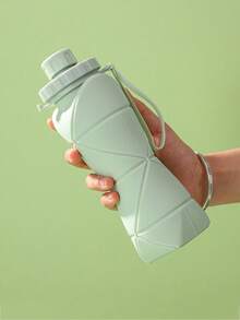 1pc 600ml Folding Sports Water Bottle For Women Men Portable Silicone Cup Reusable Drinking Bottle Outdoor Fitness Gym Travel Camping Hiking Trekking Office School Supplies - màu xanh lá - Xem 5