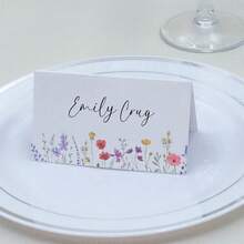 15/30 Pcs Flower Accents Place Cards, Folded Name Cards For Wedding Reception Bridal Shower Seating, Table Cards, Table Place Tag, Name Place Card, Table Post Cards, Table Cards Label - Multicolor - View 3