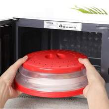 1PC Silicone Microwave Splatter Cover With Steam Vent, Gray Silicone And Plastic Microwave Food Cover, Prevents Splattering And Keeps Microwave Clean, Space-Saving Design, Easy To Clean And Store, Heat Resistant, Perfect For Reheating Food, Fits Most Standard Size Plates And Bowls. - 彩色 - 查看 3