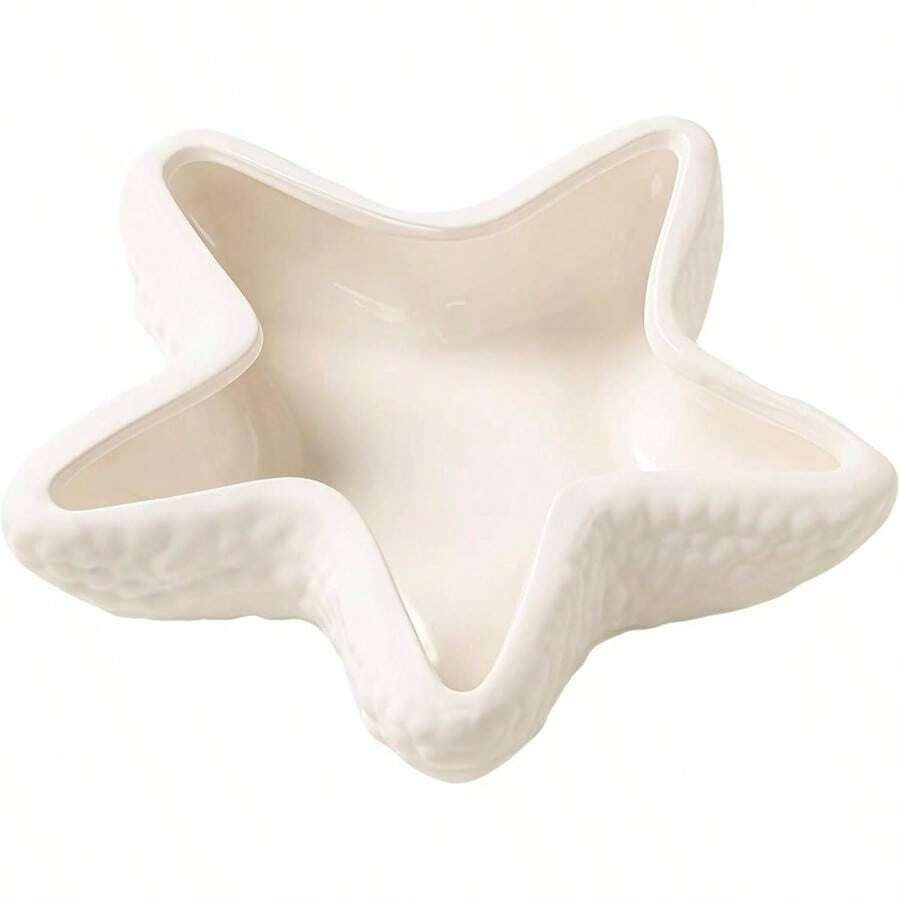Conch Shape Jewelry Dish Ceramic Holder Ring Trinket Tray, Ocean - Themed Decorative Trinket Dish, Suitable Mother Friend Sister, Gifts Women, Home Decor Trinket DishSea Blue - 白色海星 - 查看 1