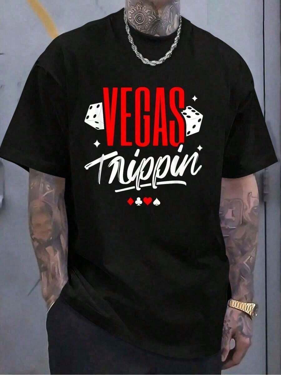 Popular Hoodies For GirlsVegas Girls Trip - Vegas Birthday - Las Vegas Vacation T-Shirt, Casual Crew Neck Short Sleeved Summer T-Shirt, Men'S Toproomy And Comfortable - 黑色 - 查看 1