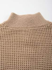 Men's Casual Loose Commuting Simple Solid Color Versatile Open Front Turndown Collar Long Sleeve Knit Cardigan Sweater, Suitable For Autumn And Winter Back To School - Khaki - View 6
