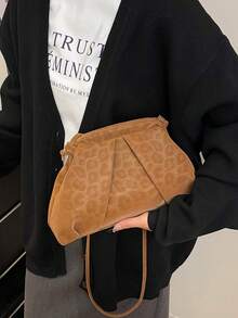 时尚休闲复古豹纹通勤单肩斜挎包 - 棕色 - 查看 3