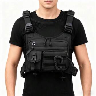 NYXIA Utomhus taktisk bröstväska herrväska, EDC stöldskyddande bröstväska cykelväskor löpning bröstväska sportväska, multificka multifunktionell MOLLE taktisk västväska
