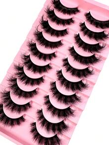 2026 100% Cruelty Free Lashes Reusable Short Natural Eyelashes Strip Lashes, Lashes, Eyelashes, Fake Lashes 5D Fluffy Lashes,Cat Eyelashes,10 Pair 18mm 22mm D Curl Fluffy Faux Mink Lashes,Dramatic Thick Volume Fake Lashes Cat For Makeup Beauty-D11 - 黑色 - 查看 5