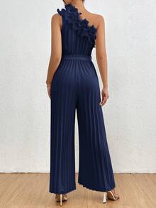 1 pièce Combinaison plissée à volants en tissu tressé, avec nœud, convient pour les vacances, les mariages et le port quotidien