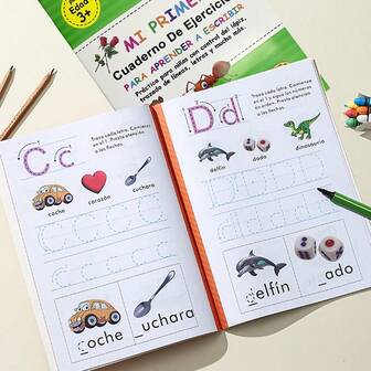 Lachilly 32-seitiges Kinder Malvorlagen-Buch, Spanisches Buchstaben Arbeitsheft, Übungsheft, Aktivitätsbuch für Vorschulkinder, Schreibpraxis ABC Malvorlagenbuch, interaktives Frühförderung Arbeitsheft