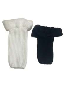 1 Pair Autumn/Winter Plush Fleece Short Tube Versatile Boot Cuffs, Ins-Style Knitted Folding Cuff Cozy Leg Warmers, Warm & Windproof