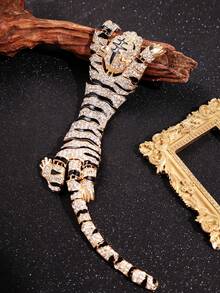 1pc Fashionable, Versatile, Exquisite, Elegant, Stylish, Personalized, Luxurious, Hip-Hop, Punk, High-End, Luxury, Exaggerated Crystal Leopard Epaulette Accessory For Men, Suitable For Daily, Business, Commute - Multicolor - View 8