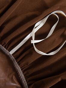 1pc Rectangular Elastic Tablecloth Cover, Waterproof And Oil-Proof, Coffee Color Elastic PU Faux Leather Material, Easy To Clean Tablecloth, Suitable For Dining Table, Catering, Party And Outdoor Garden - Brown - View 9