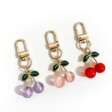 Fresh Cherry Strawberry Keychain Pendant Girly High-End Feel Women's Bag Car Hanging Decoration - 粉紅色草莓 - 查看 5