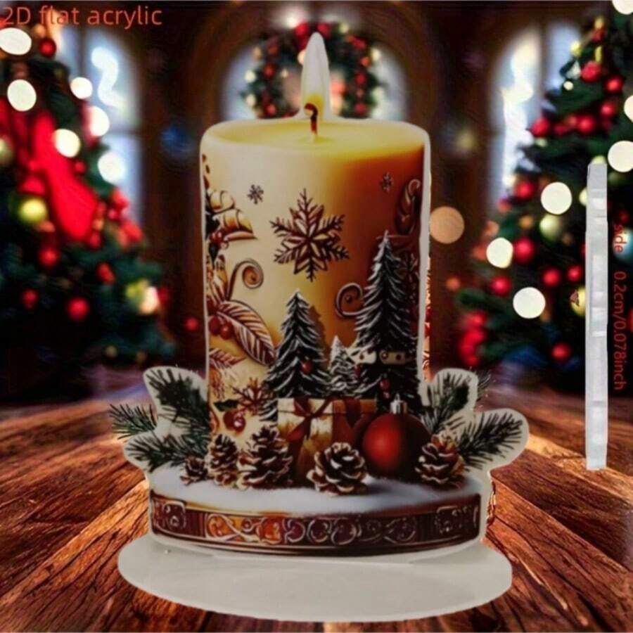 Vela bohemia navideña con base atrapadora de luz - Perfecta para decoración del hogar, oficina y librería | Impresionante exhibición navideña para la mesa | Regalo de Navidad ideal